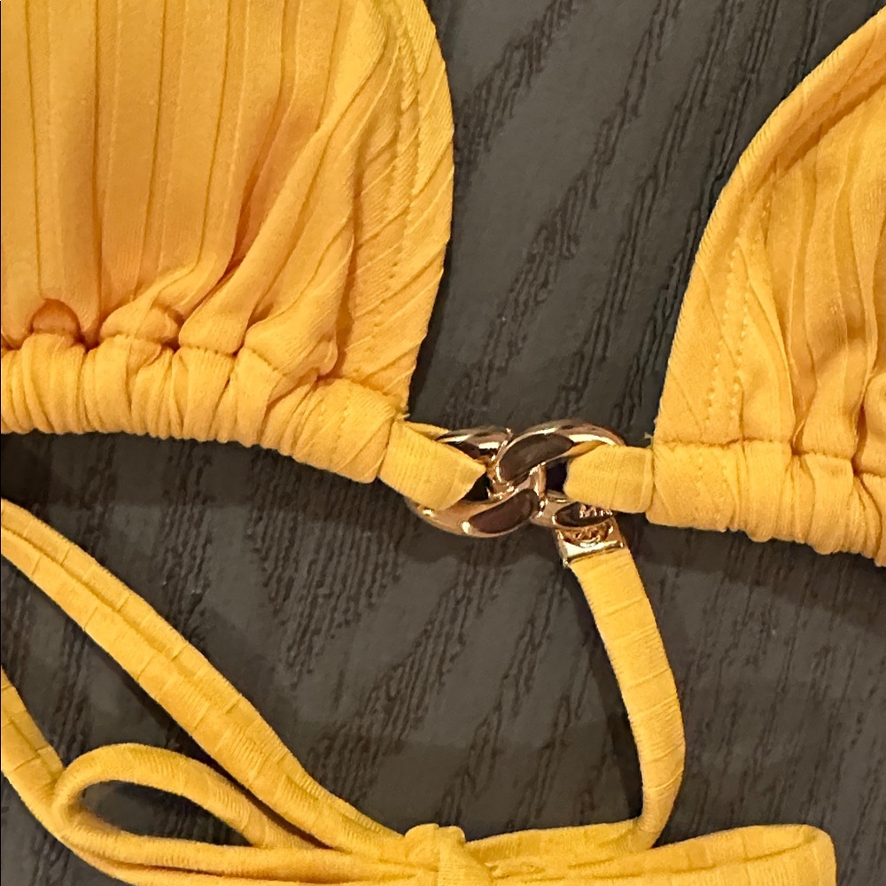 Michael Kors Yellow Ribbed String Bikini Set - Picture 6 of 12